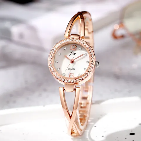 Luxus Damen Quarzuhr Legierung Strassbesetzte Armreif Elegant Minimalistisch Armbanduhr Geschenk Für Damen Modisch