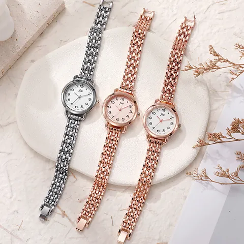 Women Quartz Watch Stainless Steel Band Alloy Case Arabic Numerals Minimalist Wristwatch For Daily Casual Office Students Lady