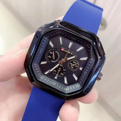 Reloj de Cuarzo de Moda para Mujer Con Correa de Silicona Caja de Aleación Octogonal Cuadrada Impermeable Deportivo Multi-Esfera para Estudiantes
