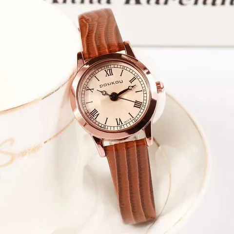Damen Retro Vintage Quarzuhr Mit PU Lederarmband Römische Ziffern Zifferblatt Mode Elegante Analoge Armbanduhr Geschenk