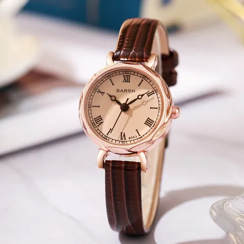 Reloj de Cuarzo para Mujer Esfera con Números Romanos Correa de Cuero PU con Patrón de Cocodrilo Elegante Reloj de Pulsera Regalo