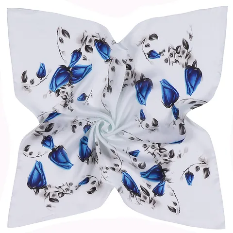 Elegant Rose Print Satin Square Scarf For Women Lightweight Silk Feeling Floral Neck Scarf Vintage Small Wrap Handkerchief