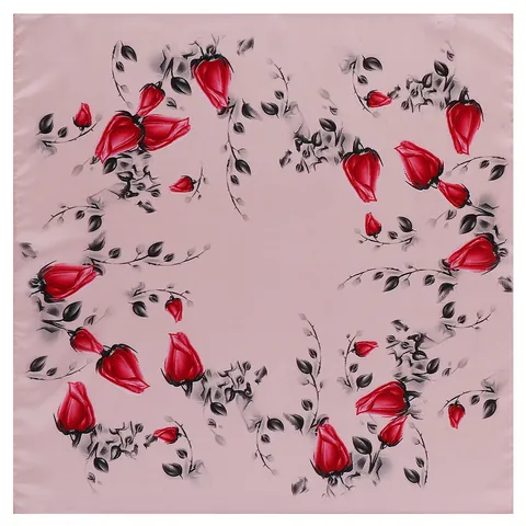 Elegant Rose Print Satin Square Scarf For Women Lightweight Silk Feeling Floral Neck Scarf Vintage Small Wrap Handkerchief