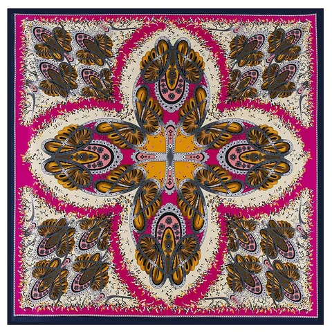 Vintage Paisley Floral Print Satin Square Scarf For Women Luxury Oversized Twill Headscarf Shawl Wrap For Fall Winter Spring
