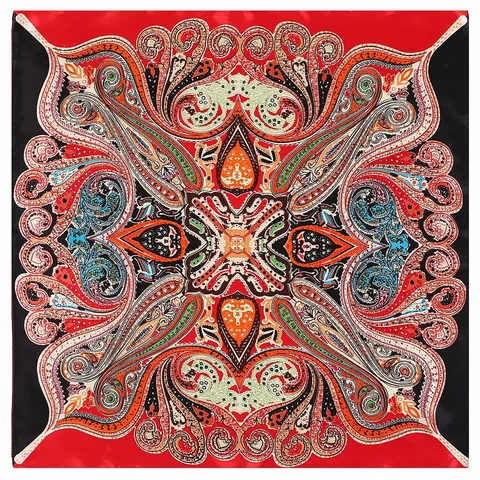 Foulard Quadrato in Raso Vintage da Donna Con Motivo Paisley a Cuore Bandana Stampata Retrò Fascia per Collo e Testa
