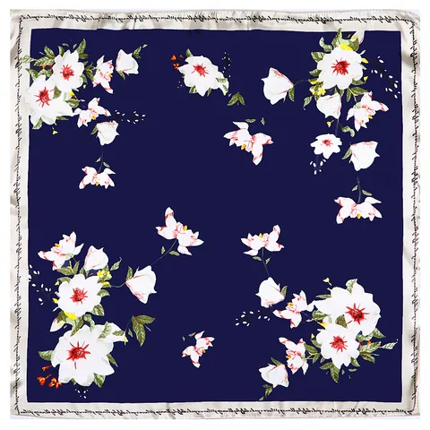 Elegant Satin Square Scarf Floral Peony Print Silk Like Neck Scarf For Women Headscarf Hair Scarf Fashion Accessory