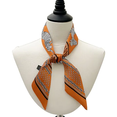 Zebramuster Satin Twilly Schal Für Damen Polka Dot Geometrisches Band Schal Tasche Griff Binden Haarschmuck Zubehör