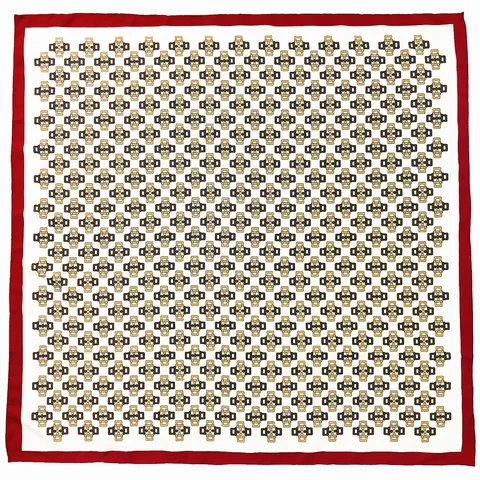 Dames Vierkante Satijn Sjaal Vintage Geometrische Ketting Print Handgerold Hoofddoek Zijdeachtig Elegant Halsdoek