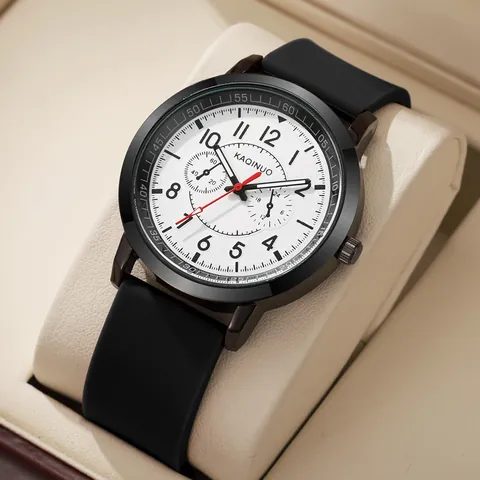 Men's Sport Quartz Watch Large Dial Silicone Strap Alloy Case Casual Wristwatch For Male Students Everyday Timepiece
