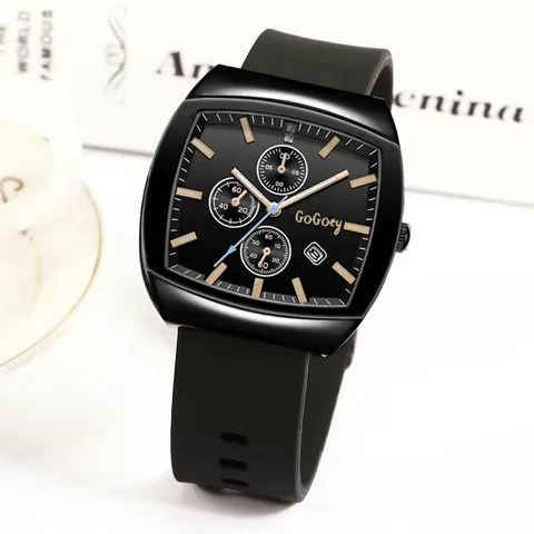 Mode Legering Kast Tonneau Quartz Horloge Siliconen Band Decoratieve Sub-wijzerplaten Datumweergave Sportief Casual Mode Polshorloge Voor Mannen Vrouwen Unisex Sieraden Cadeau