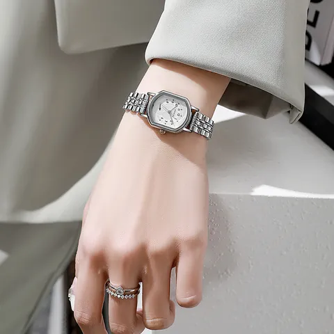 Luxus Damen Quarzuhr Achteckiges Gehäuse Edelstahlarmband Kleine Sekunde Minimalistisch Vintage Armbanduhr Für Frauen Geschenk