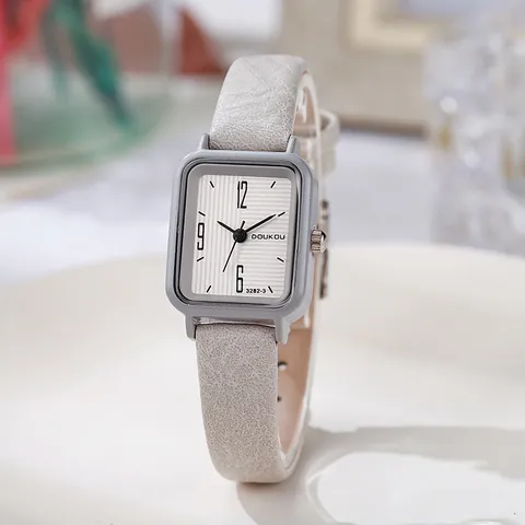 Orologio al Quarzo Donna Cassa Quadrata Retrò Con Cinturino in Pelle PU Orologio da Polso Analogico Minimalista per Studenti Ufficio