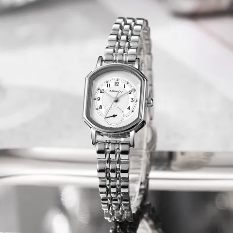 Luxus Damen Quarzuhr Achteckiges Gehäuse Edelstahlarmband Kleine Sekunde Minimalistisch Vintage Armbanduhr Für Frauen Geschenk