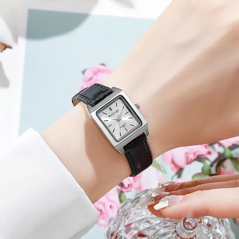 Orologio al Quarzo Quadrato da Donna Vintage Elegante Minimalista Quadrante Quadrato Pelle Acciaio Inox Cinturino Mesh Regalo