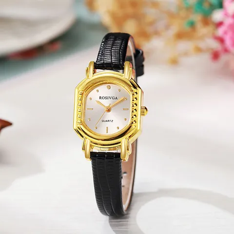 Women Vintage Tonneau Quartz Watch Luxury Gold Alloy Case PU Leather Strap Elegant Fashion Casual Wristwatch For Ladies Office School