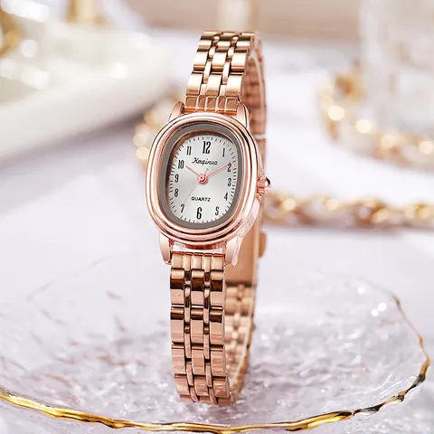 Women's Vintage Oval Dial Quartz Wrist Watch Elegant Alloy Chain Strap Minimalist Analog Watch For Ladies Daily Jewelry