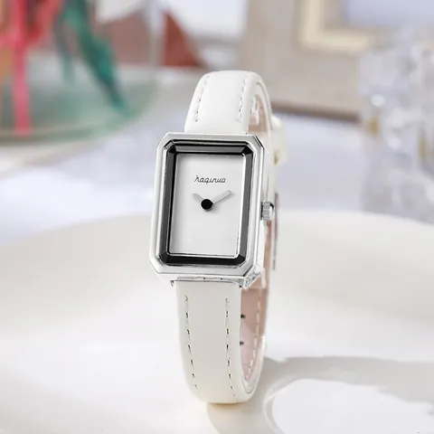 Reloj de Cuarzo para Mujer Rectangular Minimalista Reloj de Pulsera Analógico Cuadrado Vintage Con Correa de Cuero PU Joyería de Moda Elegante