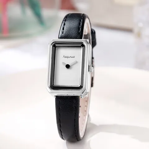 Reloj de Cuarzo para Mujer Rectangular Minimalista Reloj de Pulsera Analógico Cuadrado Vintage Con Correa de Cuero PU Joyería de Moda Elegante