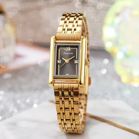 Luxus Damen Rechteckige Quarzuhr Gold Silber Legierung Metallarmband Römische Ziffern Zifferblatt Mode Analoge Armbanduhr Geschenk