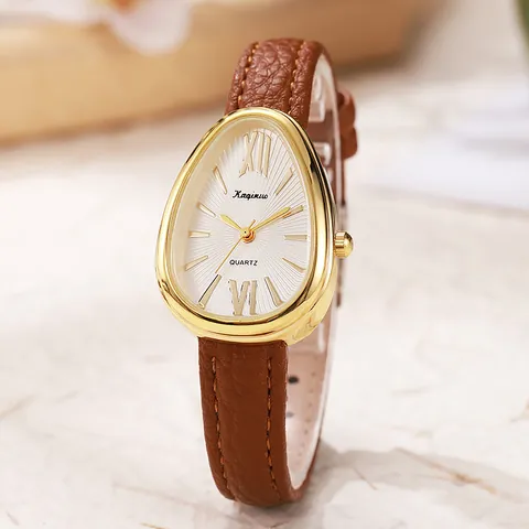 Vintage Slangenkop Vorm Kwartshorloge Voor Dames Luxe Legering Kast PU Leren Band Romeinse Cijfers Zonnestraal Wijzerplaat Mode Elegant Polshorloge