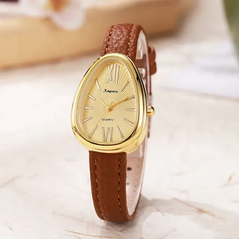 Vintage Slangenkop Vorm Kwartshorloge Voor Dames Luxe Legering Kast PU Leren Band Romeinse Cijfers Zonnestraal Wijzerplaat Mode Elegant Polshorloge