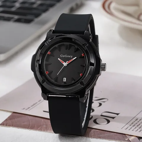 Women Fashion Large Dial Quartz Watch With Date Calendar Silicone Strap Alloy Case Casual Stylish Wristwatch For Daily Wear