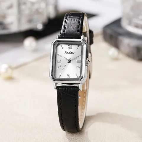 Vintage Dames Rechthoekig Kwarts Horloge Legering Kast PU Lederen Band Romeinse Cijfers Sunray Wijzerplaat Elegante Mode Polshorloge Voor Dames Dagelijks Kantoor Accessoire