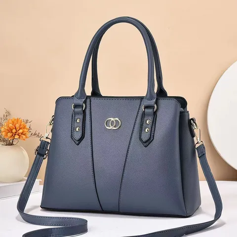 Borsa a Mano Donna Grande Capacità Pelle PU Urban Minimalista Motivo Litchi Borsa Tote Con Hardware Tonalità Oro Doppi Anelli