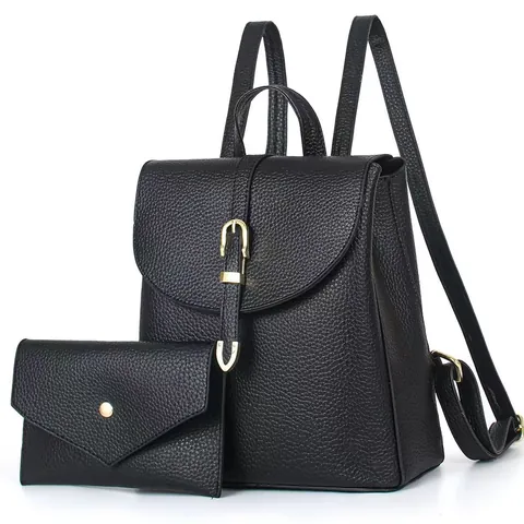 Dames Mode Casual PU Leer Rugzak en Handtas Set Stijlvolle School Boekentas Reizen Daypack voor Dames