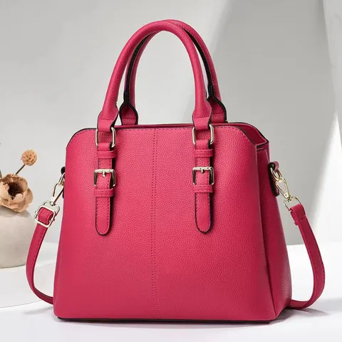 Women Large Capacity PU Leather Tote Bag Litchi Grain Shoulder Handbag Triple Layers Gold Hardware Business Commuter Bag