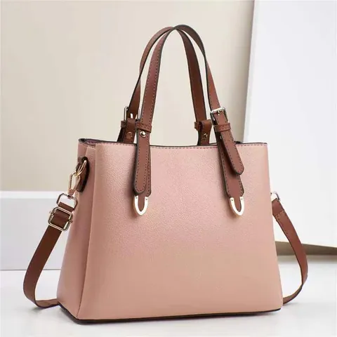 Women Litchi Pattern PU Leather Handbag Contrast Color Shoulder Crossbody Bag With Gold Hardware Adjustable Strap Commuting Tote