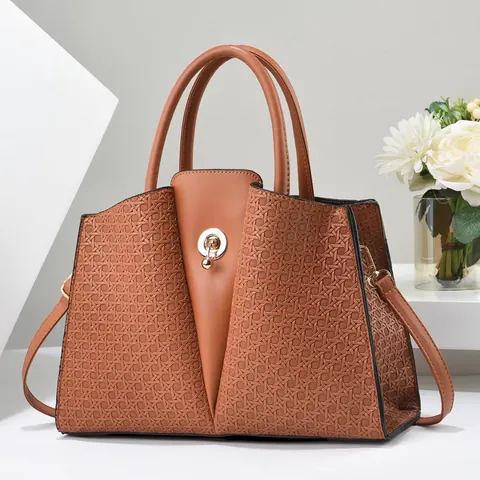 Damen Mode Geflochtene Textur PU Leder Handtasche Elegant Patchwork Tote Bag Mit Metallschloss Crossbody Umhängetasche Für Den Alltag