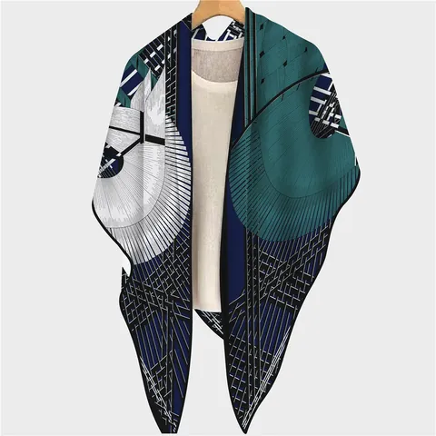 Women Fashion Imitation Cashmere Triangle Scarf Shawl Geometric Horse Print Large Soft Wrap Warm Winter Scarf For Daily Travel