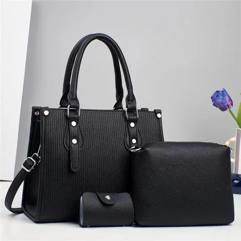 Damen Shopper Borsa Und Kartenhalter Set PU Leder Geprägte Handtasche Business Pendler Umhängetasche Für Damen Alltag Reise