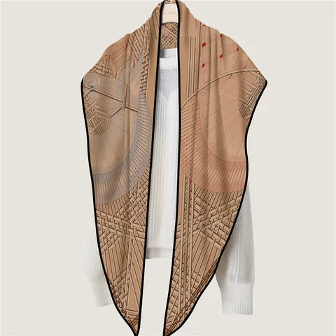 Sciarpa a Triangolo in Ecopelle di Cachemire Elegante Donna Stampa Testa di Cavallo Equestre Scialle Grande Fronte Retro Caldo Inverno