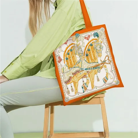 Damen Leinwand Tragetasche Vintage Reitsport Pferdedruck Große Kapazität Handtasche Elegante Umhängetasche Für Shopping Reisen Arbeit