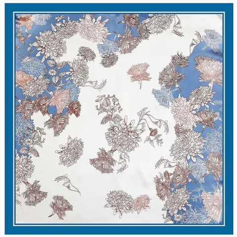 Elegante Pañuelo de Satén Cuadrado Vintage para Mujer Estampado Botánico Bandana Chal Decorativo Efecto Seda
