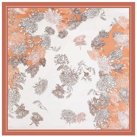 Elegante Pañuelo de Satén Cuadrado Vintage para Mujer Estampado Botánico Bandana Chal Decorativo Efecto Seda