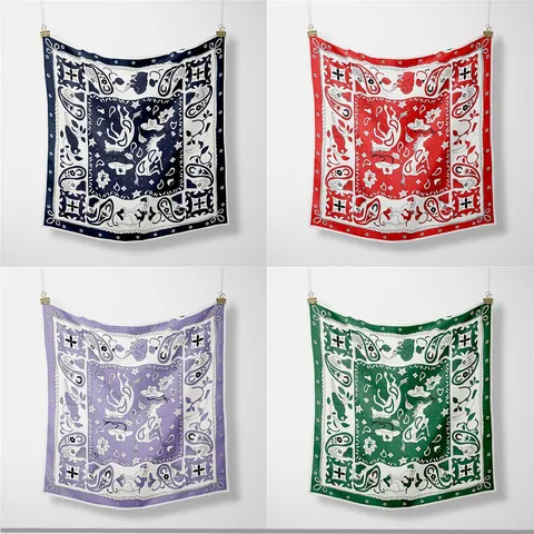 Pañuelo Cuadrado de Satén con Estampado Paisley y Caballo Vaquero Western Vintage para Mujer Bufanda Decorativa Profesional