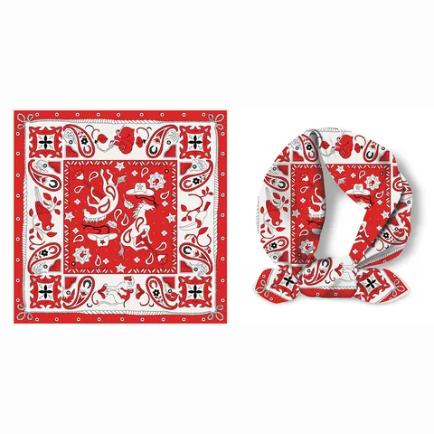Pañuelo Cuadrado de Satén con Estampado Paisley y Caballo Vaquero Western Vintage para Mujer Bufanda Decorativa Profesional