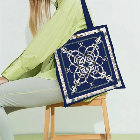 Large Capacity Canvas Tote Bag For Women Vintage Equestrian Horse Print Shoulder Bag Daily Commuter Handbag