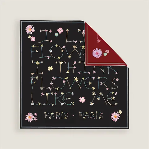 Dames Dubbelzijdige Satijnen Vierkante Sjaal Bloemen Letter Print Paris Decoratieve Halsdoek Kleine Zijdeachtige Haarsjaal Accessoires