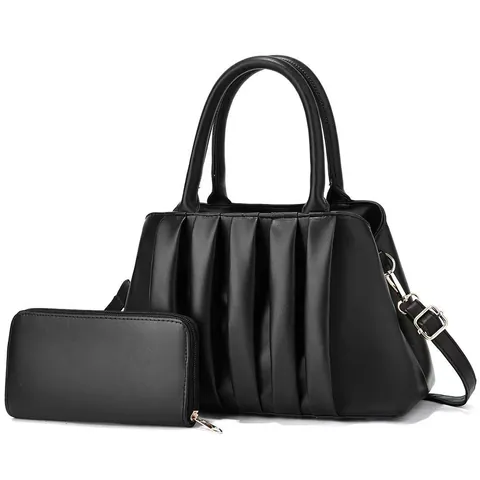 Women Cloud Pleated PU Leather Handbag And Wallet Fashion Large Capacity Shoulder Crossbody Bag With Golden Hardware For Daily Use