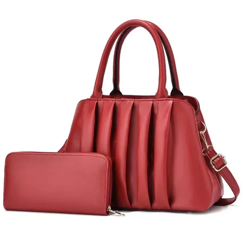 Women Cloud Pleated PU Leather Handbag And Wallet Fashion Large Capacity Shoulder Crossbody Bag With Golden Hardware For Daily Use