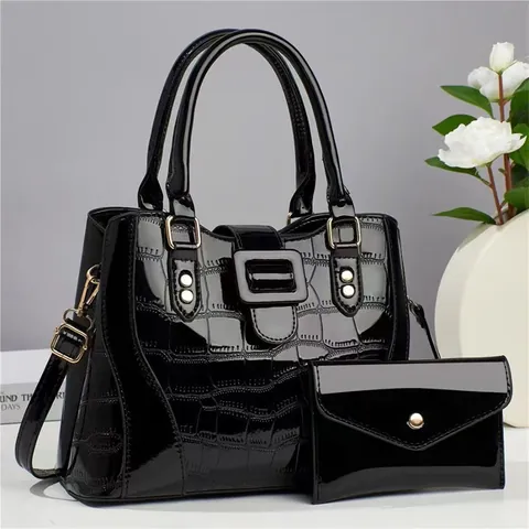 Dames Mode Lakleer Krokodillenpatroon Tote Tas Grote Capaciteit Handtas Schoudertas Set Met Clutch