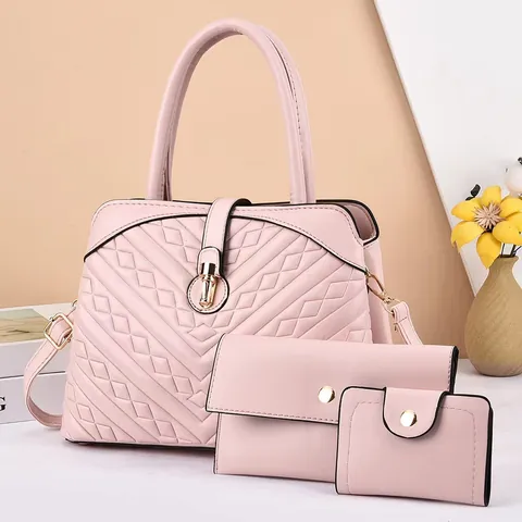 Bolso de Hombro Acolchado de Cuero PU Y Bolso de Mano Y Cartera de Sobre Y Billetera Plegable Herrajes Dorados Para Mujeres