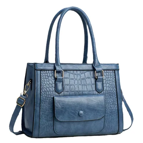 Borsa a Mano da Donna Grande Capacità Motivo Coccodrillo Pelle PU Borsa a Tracolla Con Tracolla Regolabile Hardware Dorato