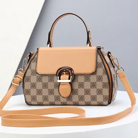 Retro Monogram Bedrukte Dames Handtas PVC Leer Crossbody Tas Met Handvat Verstelbare Schouderriem Mode Vierkante Tas