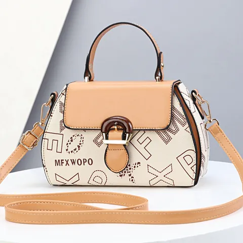 Retro Monogram Bedrukte Dames Handtas PVC Leer Crossbody Tas Met Handvat Verstelbare Schouderriem Mode Vierkante Tas