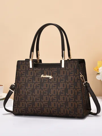 Sac à Main de Mode en Cuir PU pour Femmes Avec Impression de Lettres Motif Crocodile Matériel Doré Sac Bandoulière